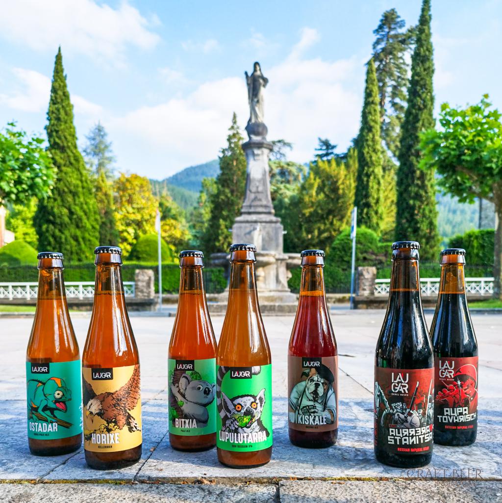 Craft beer bottles by Laugar Brewery